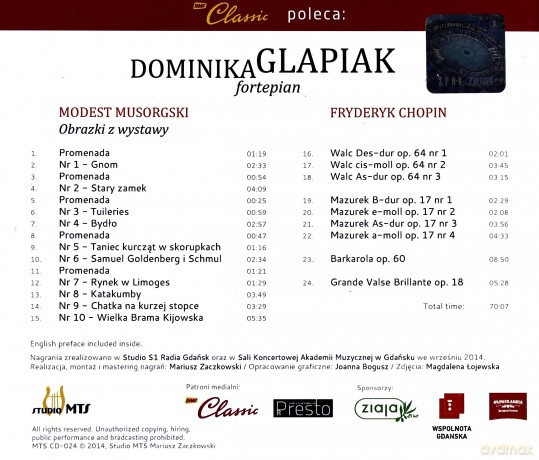 Dominika Glapiak: Musorgski/Chopin [CD]