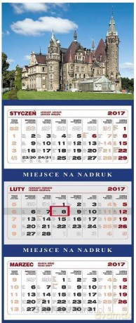 Kalendarz 2017 Ścienny Trójdzielny Zamek w Mosznej [KALENDARZ]