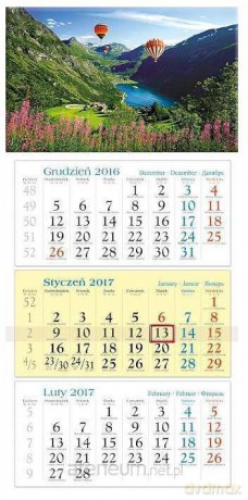 Kalendarz 2017 Trójdzielny. Balony [KALENDARZ]