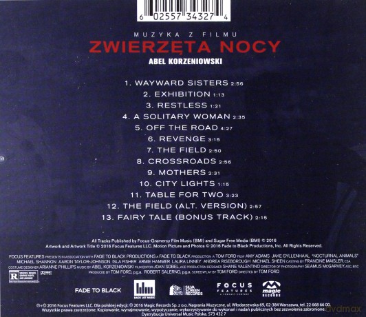 Nocturnal Animals soundtrack (Zwierzęta nocy) (Abel Korzeniowski) [CD]