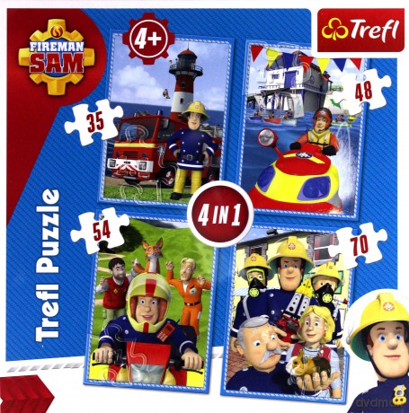 TREFL 4w1 Drużyna Sama Strażak Sam [PUZZLE]