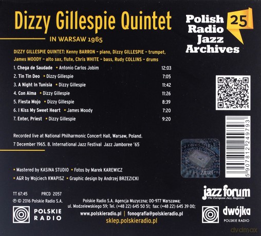 Dizzy Gillespie Quintet: Dizzy Gillespie In Warsaw 1965 Polish Radio Jazz Archives vol. 25 [CD]