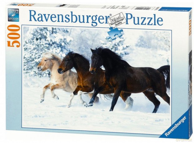 RAVENSBURGER 500 el. Konie galopujące w śniegu [PUZZLE]