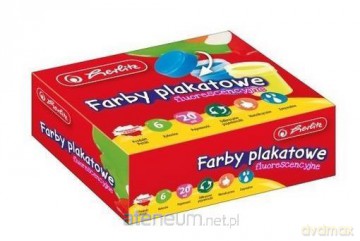 Farby plakatowe szkolne Fluo 6 kolorów x 20 ml