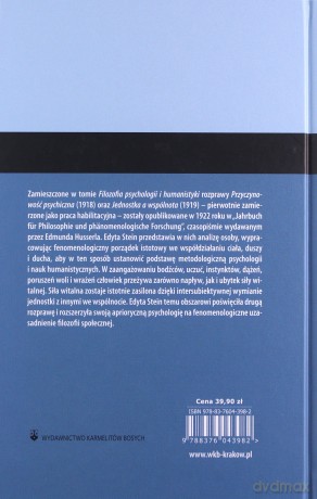 Filozofia psychologii i humanistyki - Św Teresa Benedykta od Krzyża Edyta Stein [KSIĄŻKA]