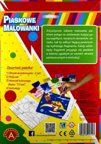 Piaskowe malowanki - rybka, tukan