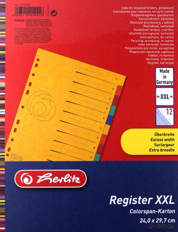 Przekładki A4 kartonowe 12-cz XXL Colorspan