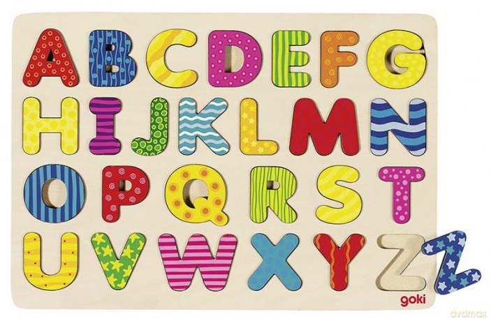 Puzzle alfabet drewniane literki układanka