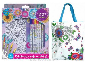 Torba kwiaty - do kolorowania + 6 markerów