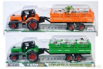Traktor plastikowy z przyczepą 17 cm