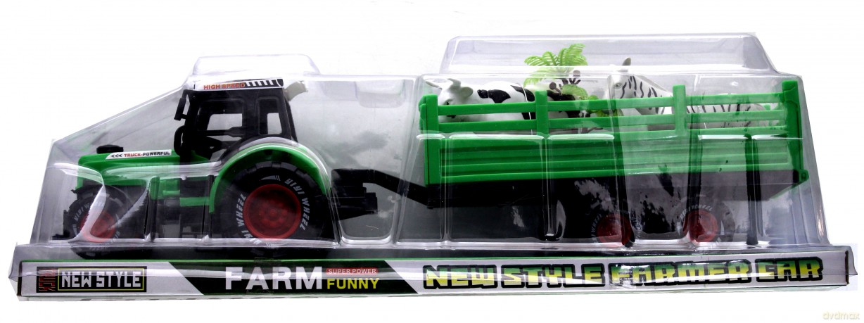 Traktor plastikowy z przyczepą 17 cm