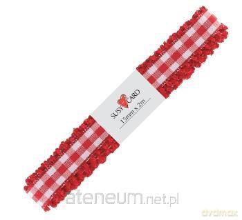 Wstążka ozdobna 2 m/15 mm czerwona kratka