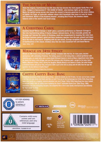 Classic Christmas 4 Film Collection: The Sound of Music / A Christmas Carol / Miracle on 34th Street & Chitty Chitty Bang Bang (Dźwięki muzyki / Opowieść wigilijna / Cud na 34. Ulicy / Nasz cudowny samochodzik) [4DVD]