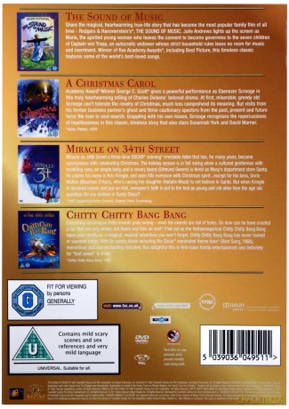 Classic Christmas 4 Film Collection: The Sound of Music / A Christmas Carol / Miracle on 34th Street & Chitty Chitty Bang Bang (Dźwięki muzyki / Opowieść wigilijna / Cud na 34. Ulicy / Nasz cudowny samochodzik) [4DVD]