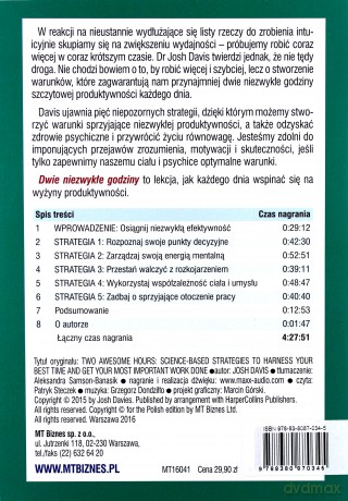 Dwie niezwykłe godziny. Wykorzystaj swoją szczytową wydajność - Josh Davis [AUDIOBOOK]