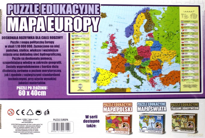 Puzzle edukacyjne 260 el. mapa Europy [PUZZLE]