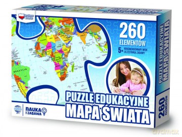 Puzzle edukacyjne 260 el. mapa świata [PUZZLE]