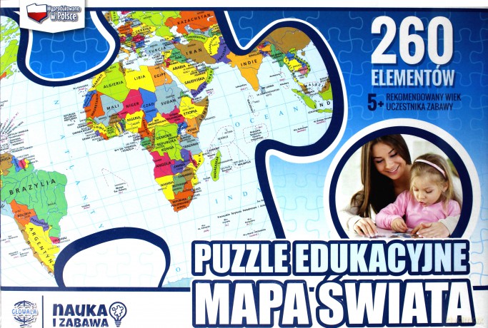 Puzzle edukacyjne 260 el. mapa świata [PUZZLE]