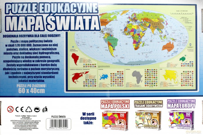 Puzzle edukacyjne 260 el. mapa świata [PUZZLE]