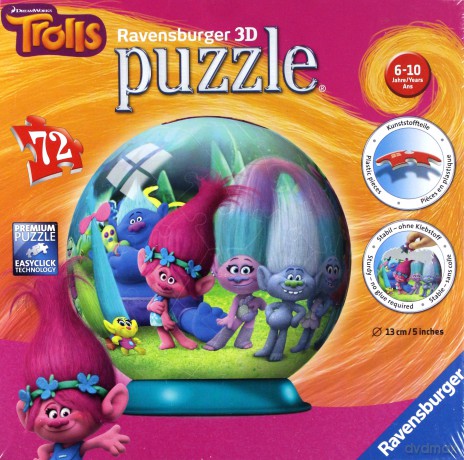 RAVENSBURGER 72 el. kuliste Trolls [PUZZLE]