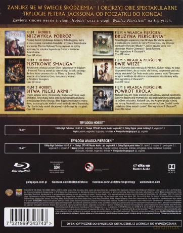 Śródziemie Kompletna Kolekcja 6 Filmów: Hobbit + Władca Pierścieni [6Blu-Ray]
