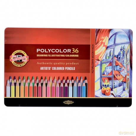 Kredki Polycolor 36 kolorów opakowanie metalowe