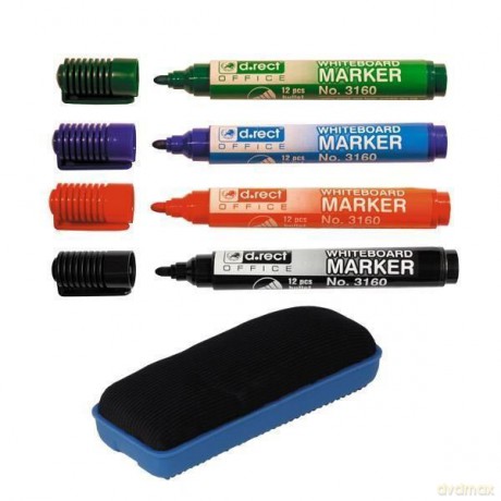 Marker komplet 4 kolory+gąbka