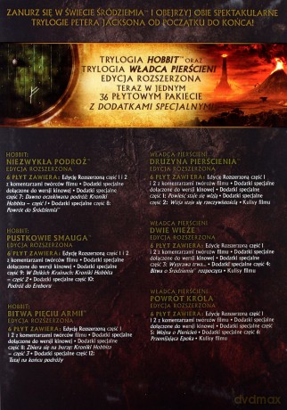 Śródziemie Kompletna Kolekcja 6 Filmów Wersja Rozszerzona [36DVD]