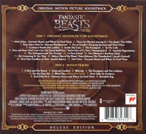 Fantastic Beasts and Where to Find Them soundtrack (Fantastyczne zwierzęta i jak je znaleźć) (James Newton Howard) (Deluxe) [2CD]