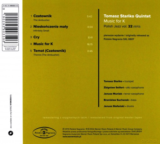 Tomasz Stańko Quintet: Music For K [CD]