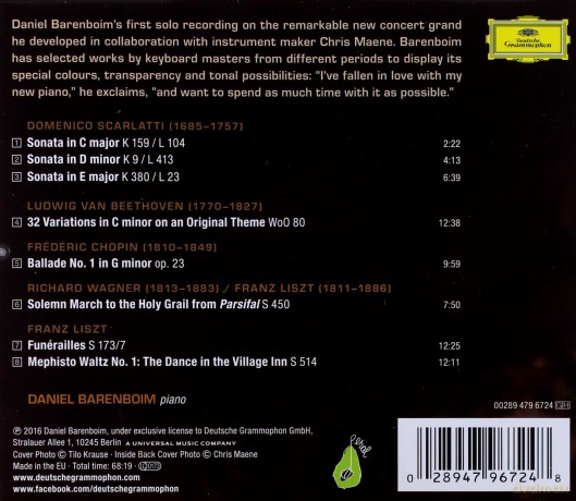 Daniel Barenboim: On My New Piano [CD]