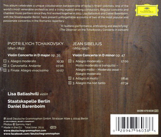 Lisa Batiashvili: Tchaikovsky Sibelius Violin Concertos [CD]