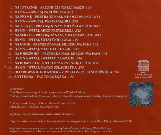Zespół Artystyczny Wojska Polskiego: Godzinki O Niepokalanym Poczęciu Najświętszej Maryi Panny [CD]