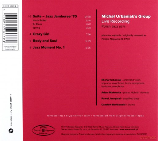 Michał Urbaniak Group: Live Recording [CD]