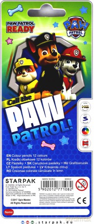 Kredki ołówkowe 12 kolorów Psi Patrol