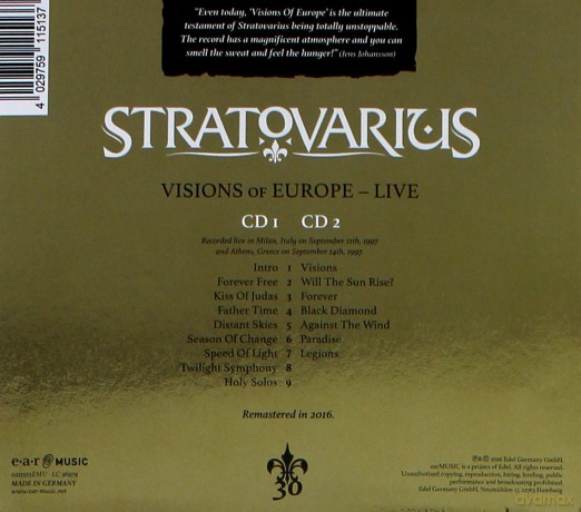 Stratovarius: Visions Of Europe Reissue 2016 [2CD]