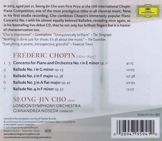 Seong-Jin Cho: Chopin Piano Concerto No 1 + 4 Ballades [CD]