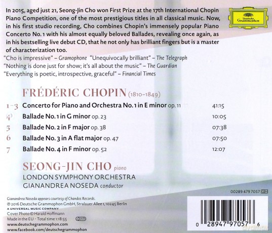 Seong-Jin Cho: Chopin Piano Concerto No 1 + 4 Ballades (PL) [CD]