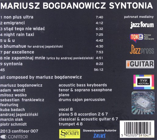 Mariusz Bogdanowicz Quartet: Syntonia [CD]