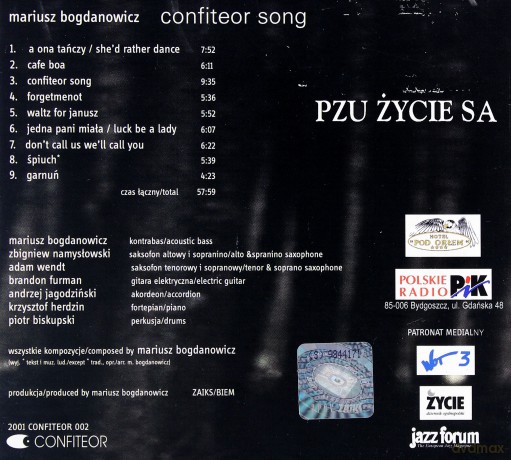 Mariusz Bogdanowicz: Confiteor Song [CD]