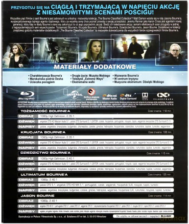 Bourne Kolekcja: Tożsamość Bourne'a / Krucjata Bourne'a / Ultimatum Bourne'a / Dziedzictwo Bourne'a / Jason Bourne [6xBlu-Ray]