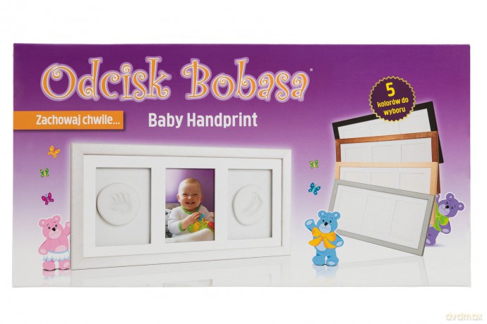 Odcisk bobasa. Potrójna ramka z glinką brązowa