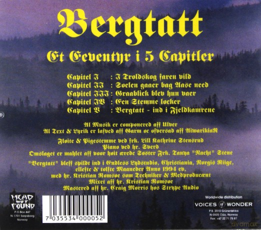 Ulver: Bergtatt-At Eeventyr I 5 Capitler [CD]