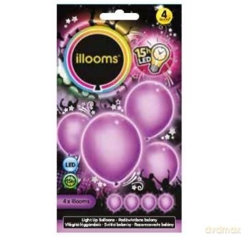 BALONY LED Fioletowe 4pak