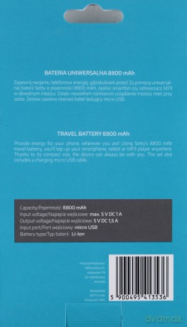Power Bank 8800 mAh SETTY czarny