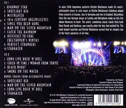 Ritchie Blackmore's Rainbow: Memories In Rock: Live In Germany [2CD]