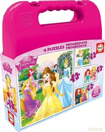 EDUCA Walizka puzzle Disney Princess 12-16-20-25 el. [PUZZLE]
