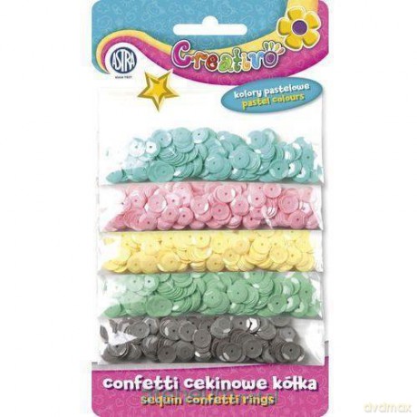 Confetti cekiny kółka pastel 5 kolorów