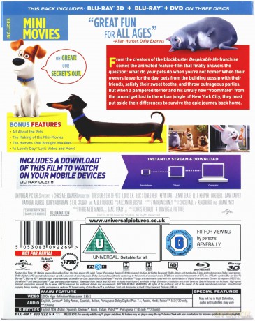The Secret Life Of Pets (Sekretne Życie Zwierzaków Domowych) [Blu-Ray 3D]+[Blu-Ray]+[DVD]