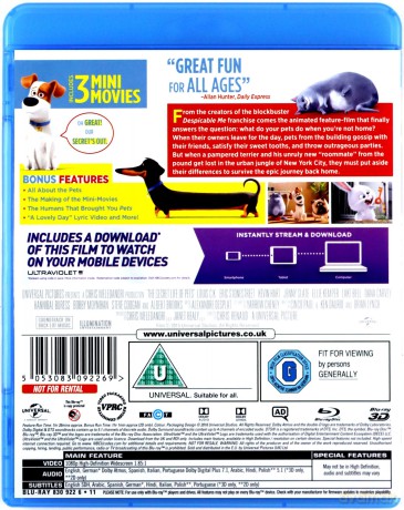 The Secret Life Of Pets (Sekretne Życie Zwierzaków Domowych) [Blu-Ray 3D]+[Blu-Ray]+[DVD]